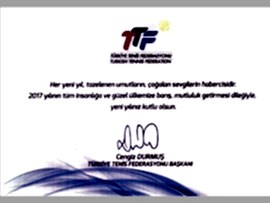 TÜRKİYE TENİS FEDERASYONU BAŞKANI SN.CENGİZ DURMUŞ'DAN YENİ YIL MESAJI.